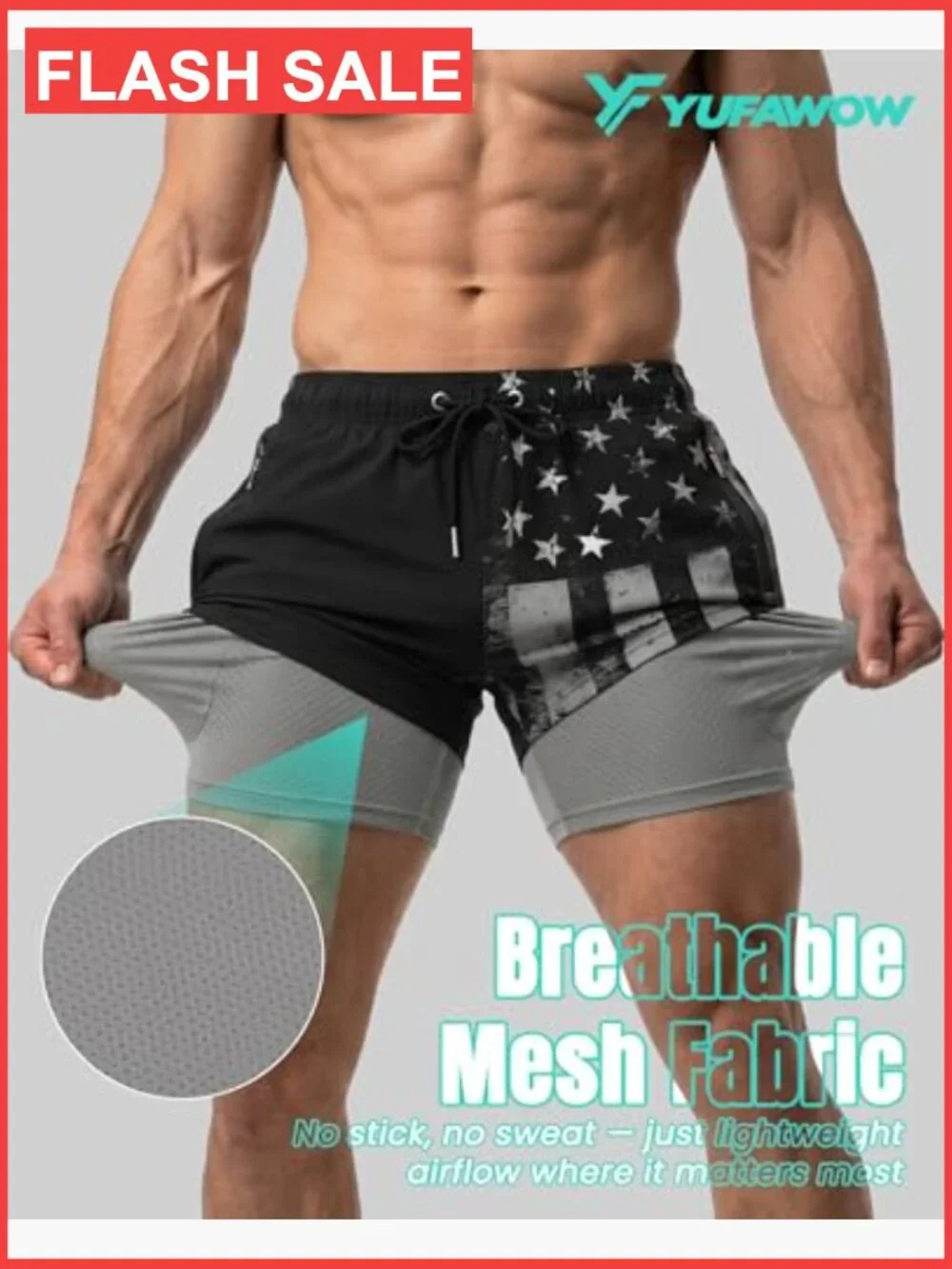 9 Inch Swim Trunks with Compression Liner Quick Dry Zipper Pockets